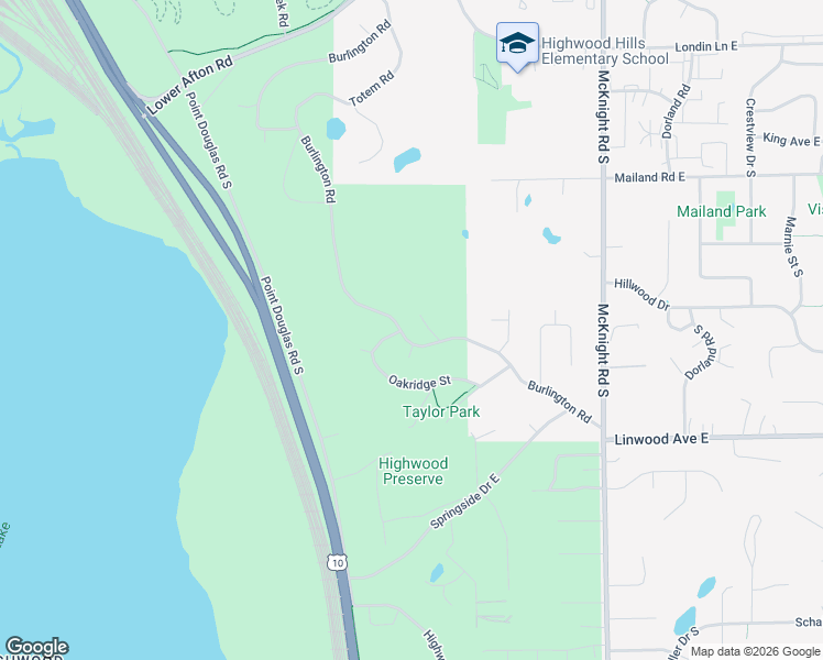 map of restaurants, bars, coffee shops, grocery stores, and more near 596 Burlington Road in Saint Paul