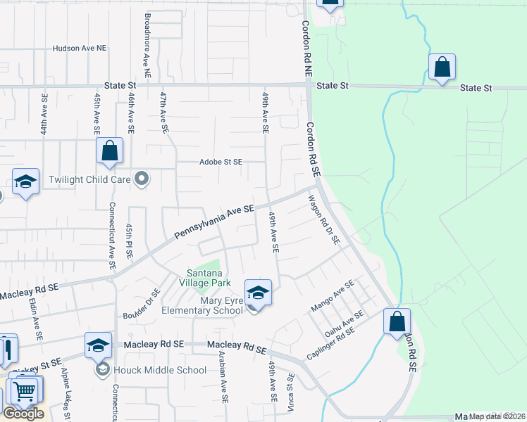 map of restaurants, bars, coffee shops, grocery stores, and more near 587 49th Avenue Southeast in Salem