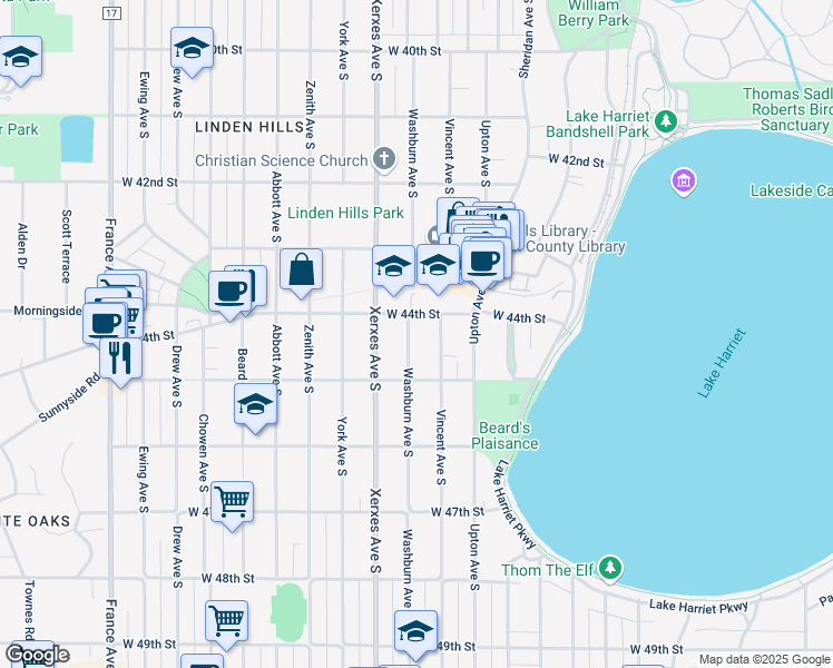 map of restaurants, bars, coffee shops, grocery stores, and more near in Minneapolis