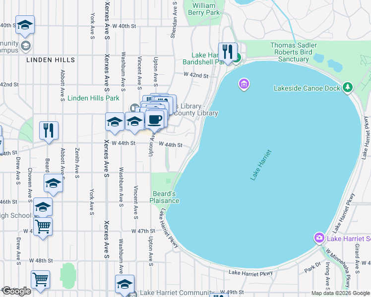 map of restaurants, bars, coffee shops, grocery stores, and more near in Minneapolis