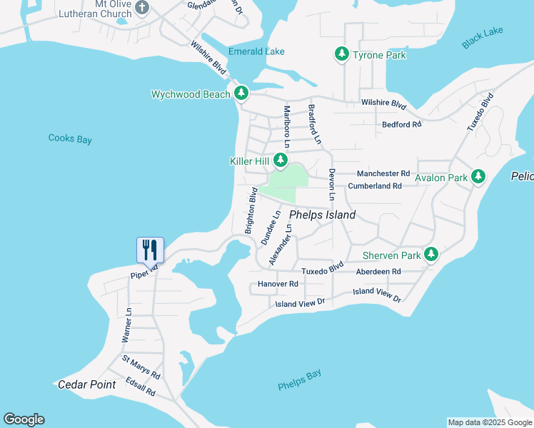 map of restaurants, bars, coffee shops, grocery stores, and more near 4955 Donald Drive in Mound