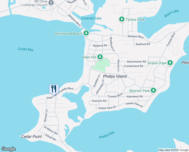 map of restaurants, bars, coffee shops, grocery stores, and more near 4955 Donald Drive in Mound