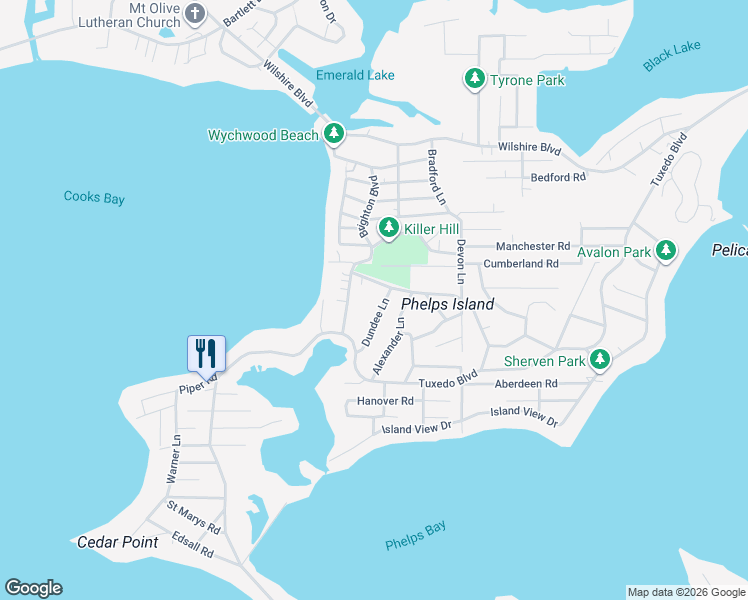 map of restaurants, bars, coffee shops, grocery stores, and more near 3037 Dundee Lane in Mound