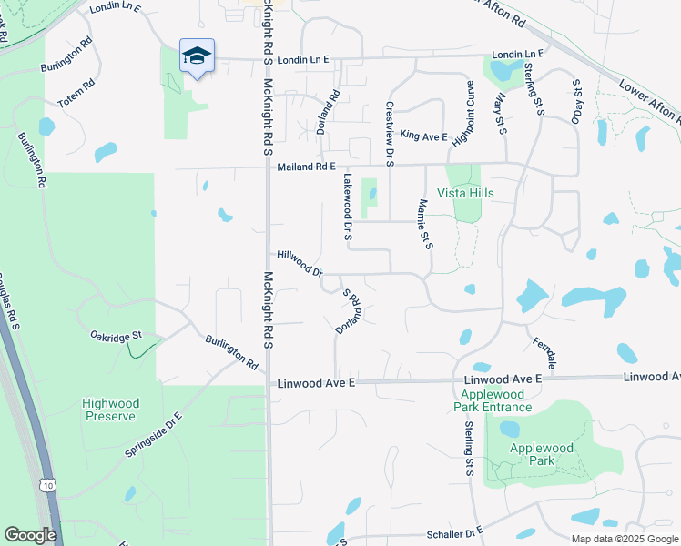 map of restaurants, bars, coffee shops, grocery stores, and more near 2339 Hillwood Drive in Maplewood