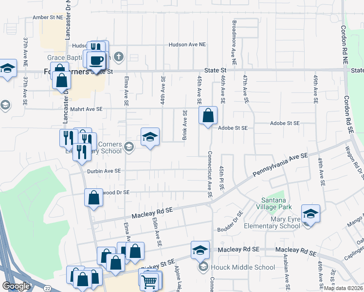 map of restaurants, bars, coffee shops, grocery stores, and more near 4472 Beck Avenue Southeast in Salem