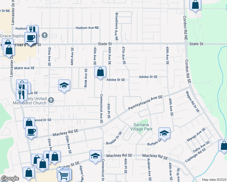 map of restaurants, bars, coffee shops, grocery stores, and more near 468 Twilight Court Southeast in Salem