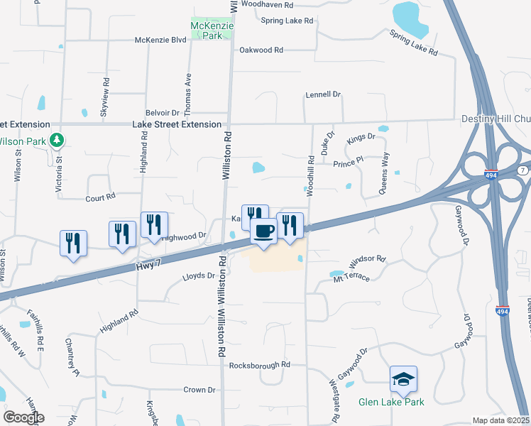 map of restaurants, bars, coffee shops, grocery stores, and more near 14518 Karyl Drive in Minnetonka