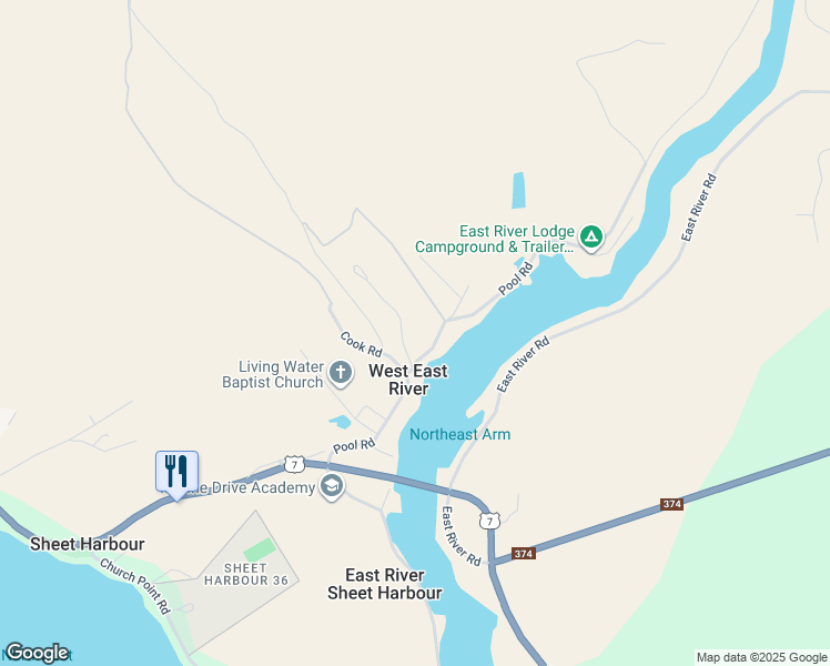 map of restaurants, bars, coffee shops, grocery stores, and more near 87 Pool Road in Mooseland