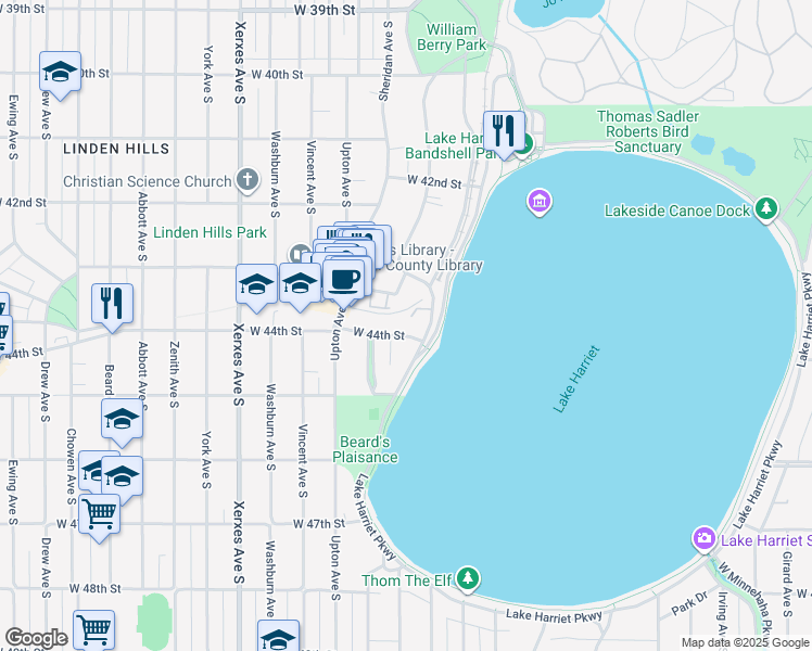 map of restaurants, bars, coffee shops, grocery stores, and more near in Minneapolis