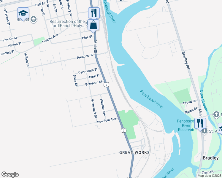 map of restaurants, bars, coffee shops, grocery stores, and more near 622 Main Street in Old Town
