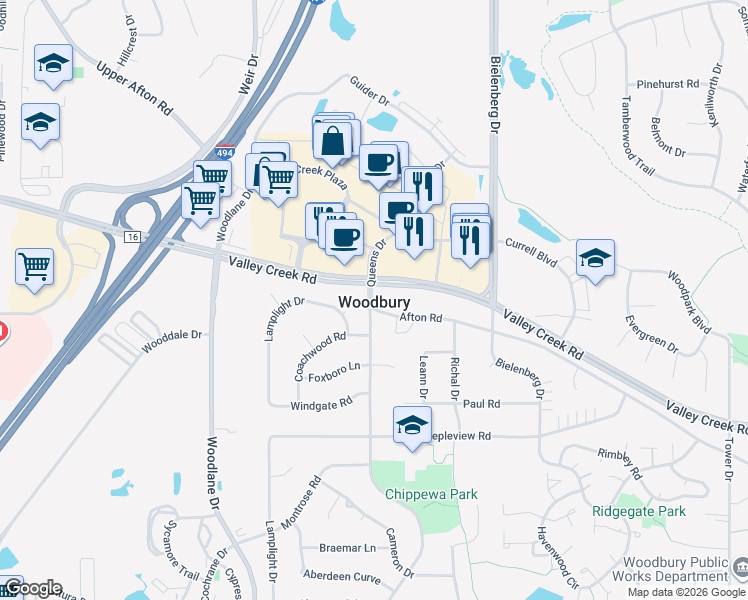map of restaurants, bars, coffee shops, grocery stores, and more near 212 Mercury Drive Northeast in Fridley
