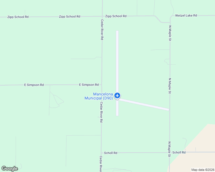 map of restaurants, bars, coffee shops, grocery stores, and more near 7529 Cedar River Road in Mancelona