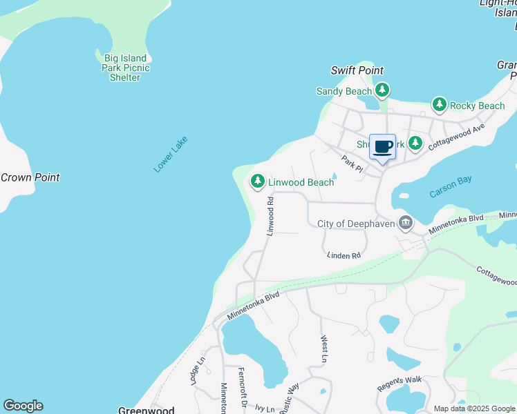 map of restaurants, bars, coffee shops, grocery stores, and more near 20740 Linwood Road in Excelsior