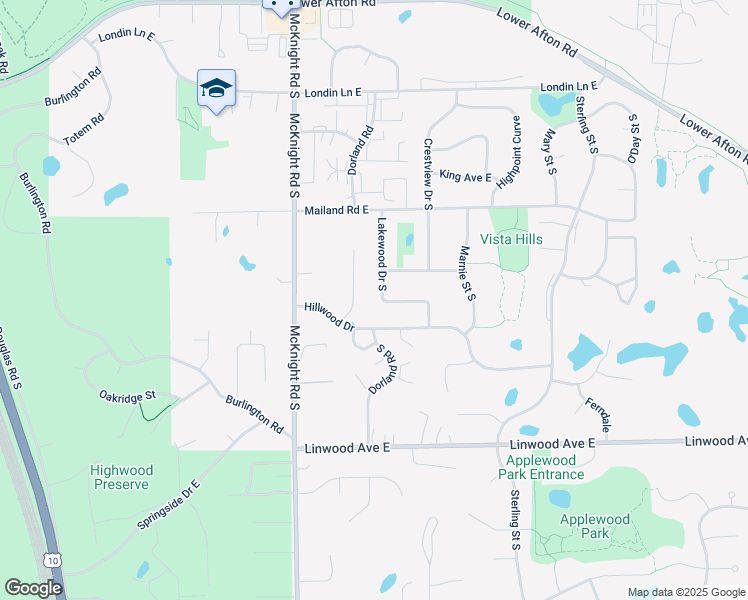 map of restaurants, bars, coffee shops, grocery stores, and more near 2339 Hillwood Drive in Maplewood