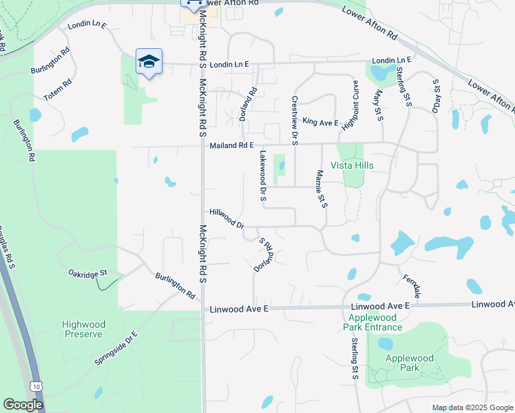 map of restaurants, bars, coffee shops, grocery stores, and more near 2339 Hillwood Drive in Maplewood