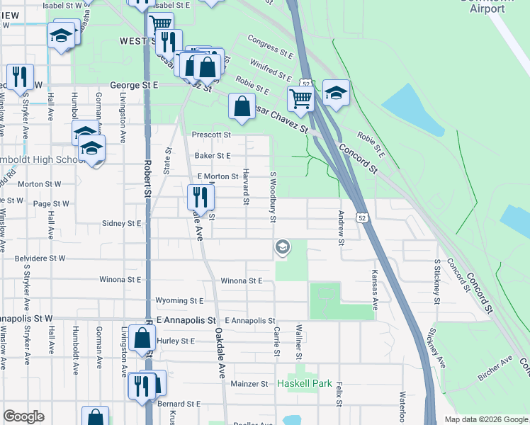map of restaurants, bars, coffee shops, grocery stores, and more near 751 South Woodbury Street in Saint Paul