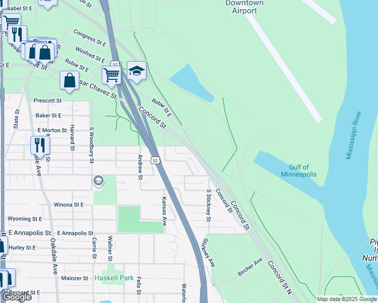 map of restaurants, bars, coffee shops, grocery stores, and more near in Saint Paul