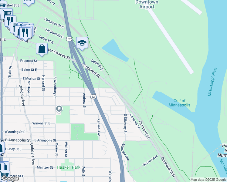 map of restaurants, bars, coffee shops, grocery stores, and more near in Saint Paul
