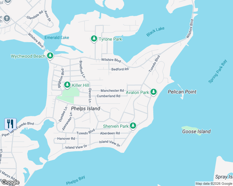 map of restaurants, bars, coffee shops, grocery stores, and more near 4650 Manchester Road in Mound