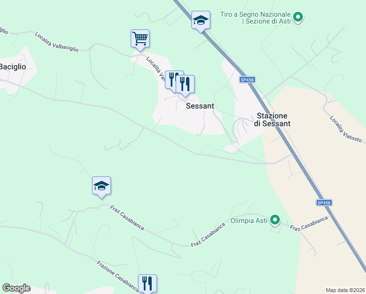 map of restaurants, bars, coffee shops, grocery stores, and more near 417 Frazione Sessant in Sessant