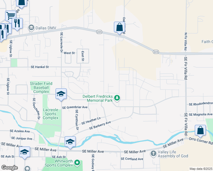 map of restaurants, bars, coffee shops, grocery stores, and more near 490 Southeast Hawthorne Avenue in Dallas
