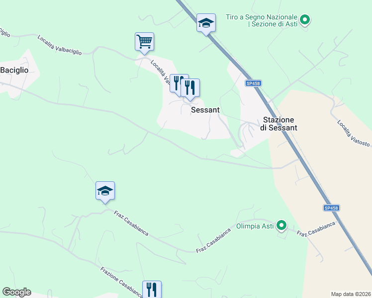 map of restaurants, bars, coffee shops, grocery stores, and more near 417 Frazione Sessant in Sessant