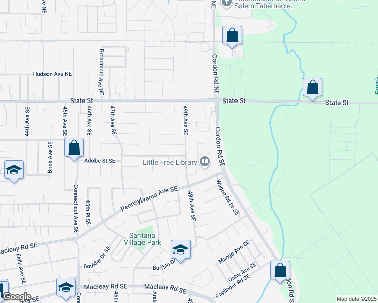 map of restaurants, bars, coffee shops, grocery stores, and more near 368 49th Avenue Southeast in Salem