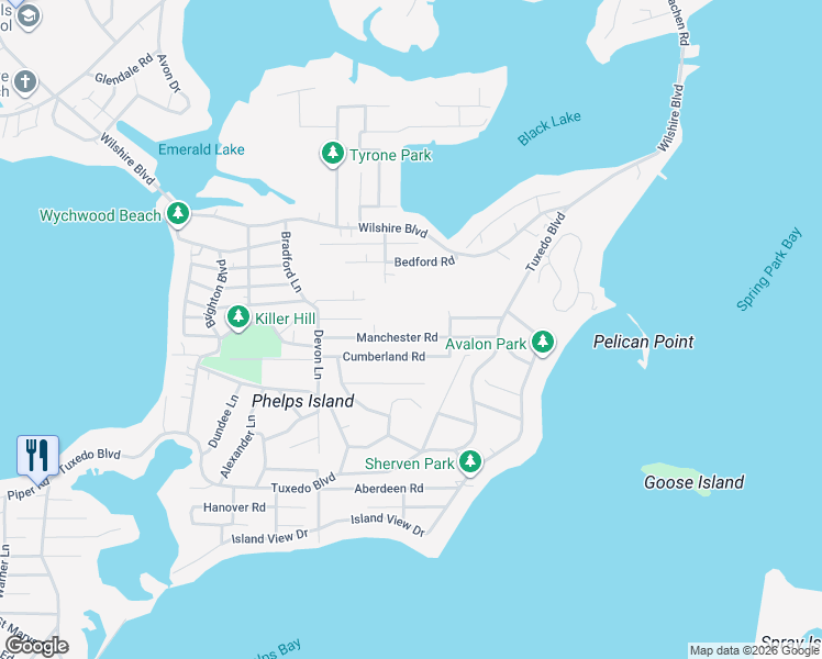 map of restaurants, bars, coffee shops, grocery stores, and more near 4650 Manchester Road in Mound