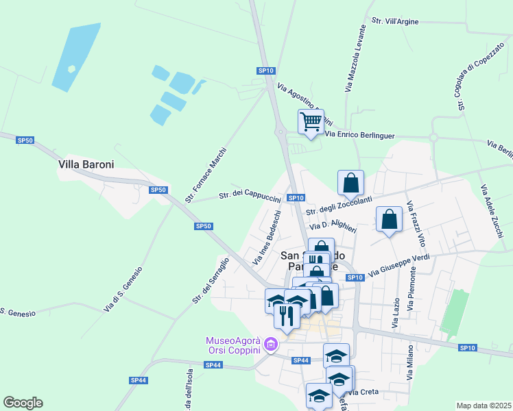 map of restaurants, bars, coffee shops, grocery stores, and more near 31 Via B. Longhi in San Secondo Parmense