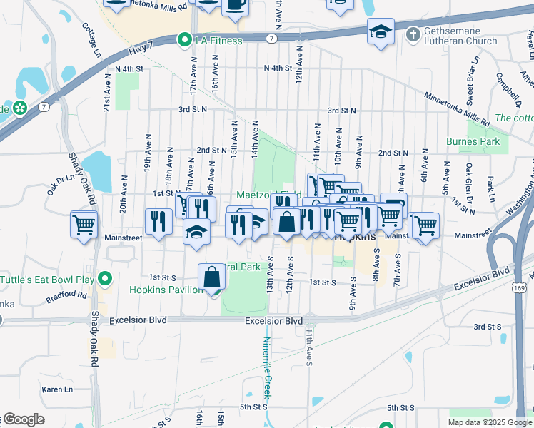 map of restaurants, bars, coffee shops, grocery stores, and more near 31 Renaissance Court in Hopkins