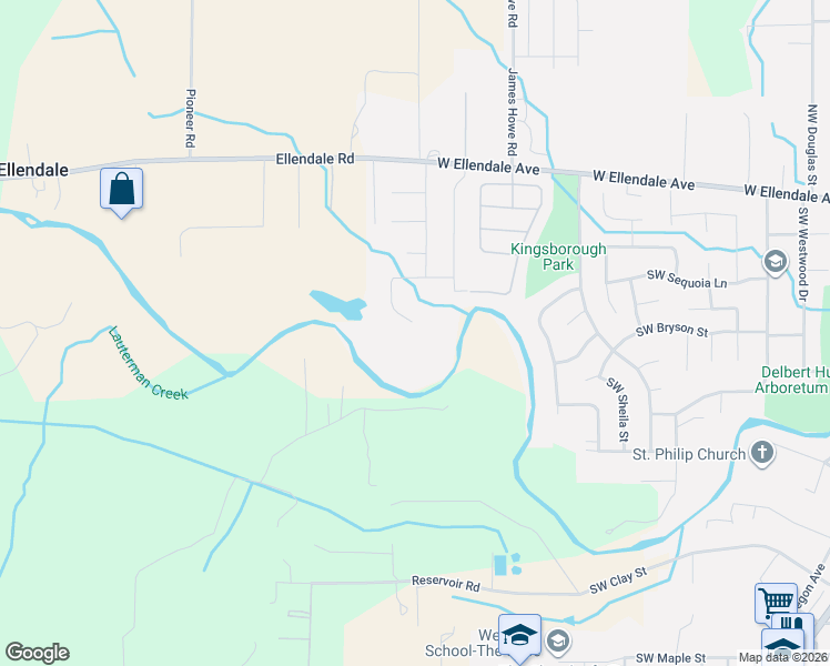 map of restaurants, bars, coffee shops, grocery stores, and more near 493 Southwest Oregon Falls Drive in Dallas
