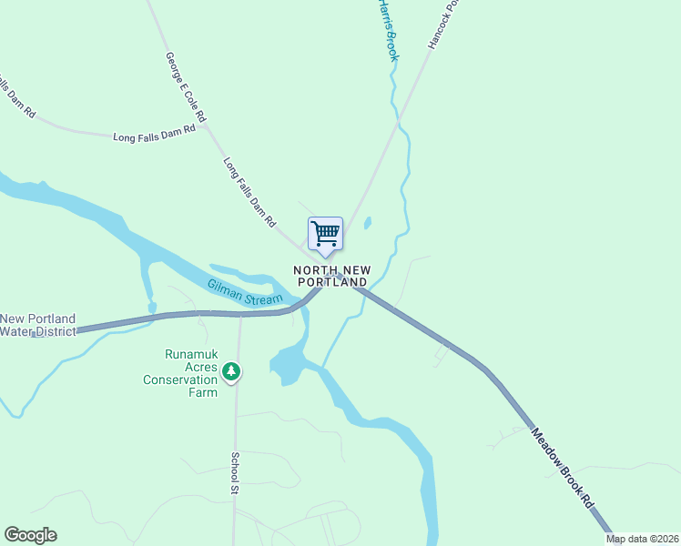 map of restaurants, bars, coffee shops, grocery stores, and more near 283 Meadow Brook Road in New Portland