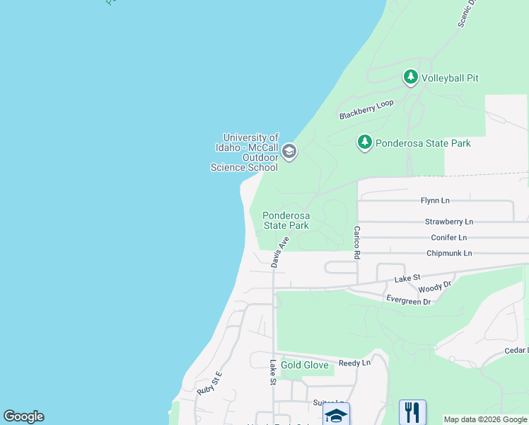 map of restaurants, bars, coffee shops, grocery stores, and more near 1920 Davis Avenue in McCall