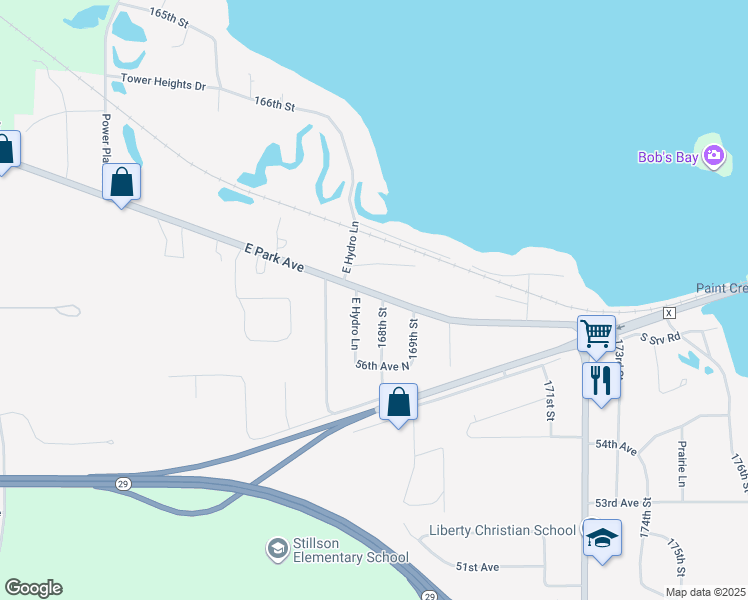 map of restaurants, bars, coffee shops, grocery stores, and more near 5675 168th Street in Chippewa Falls
