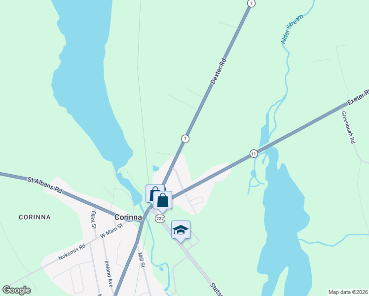 map of restaurants, bars, coffee shops, grocery stores, and more near 67 Dexter Road in Corinna
