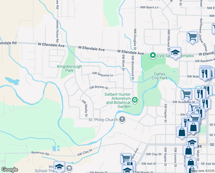 map of restaurants, bars, coffee shops, grocery stores, and more near 481 Southwest Riverdale Court in Dallas