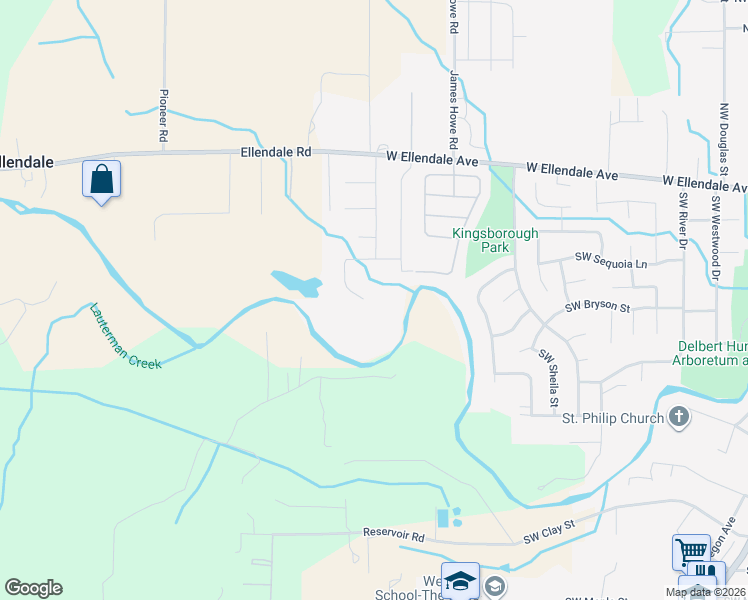 map of restaurants, bars, coffee shops, grocery stores, and more near 498 Southwest Oregon Falls Drive in Dallas