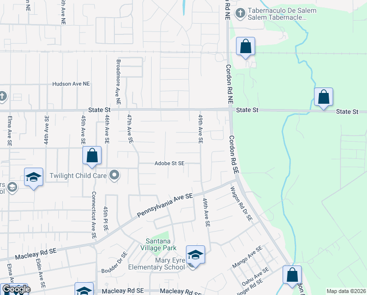 map of restaurants, bars, coffee shops, grocery stores, and more near 3910 Sunnyview Road Northeast in Salem