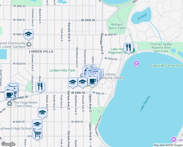 map of restaurants, bars, coffee shops, grocery stores, and more near in Minneapolis