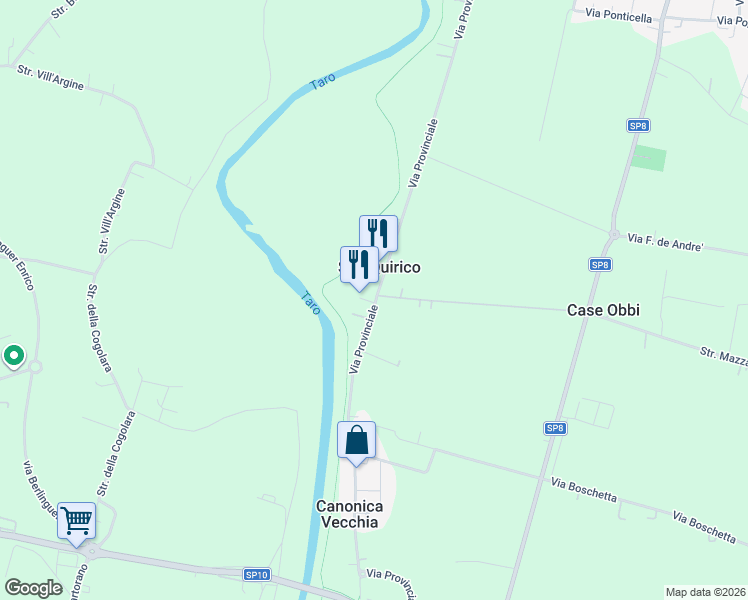 map of restaurants, bars, coffee shops, grocery stores, and more near 9 Via Boschetta in San Quirico