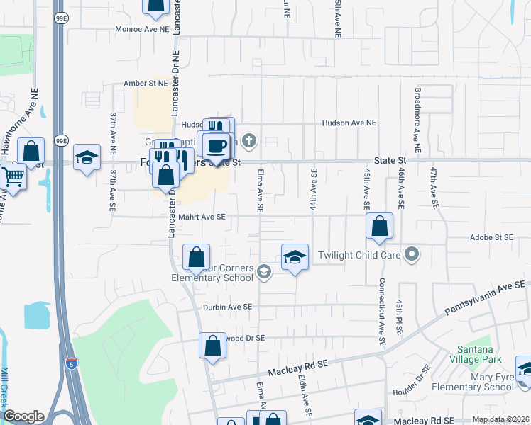 map of restaurants, bars, coffee shops, grocery stores, and more near 248 Elma Avenue Southeast in Salem