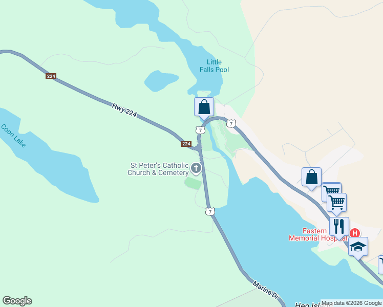 map of restaurants, bars, coffee shops, grocery stores, and more near 11 Nova Scotia Trunk 7 in Goshen