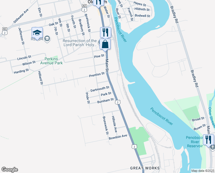 map of restaurants, bars, coffee shops, grocery stores, and more near 12 Cooper Street in Old Town