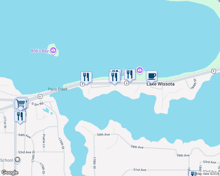 map of restaurants, bars, coffee shops, grocery stores, and more near 17985 County Highway X in Chippewa Falls