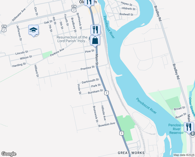 map of restaurants, bars, coffee shops, grocery stores, and more near 12 Cooper Street in Old Town