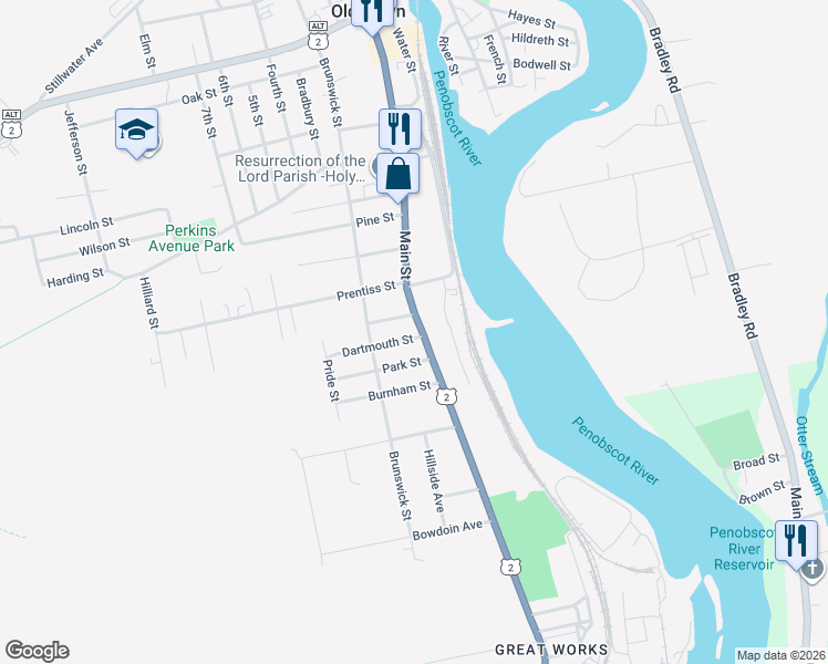 map of restaurants, bars, coffee shops, grocery stores, and more near 12 Cooper Street in Old Town