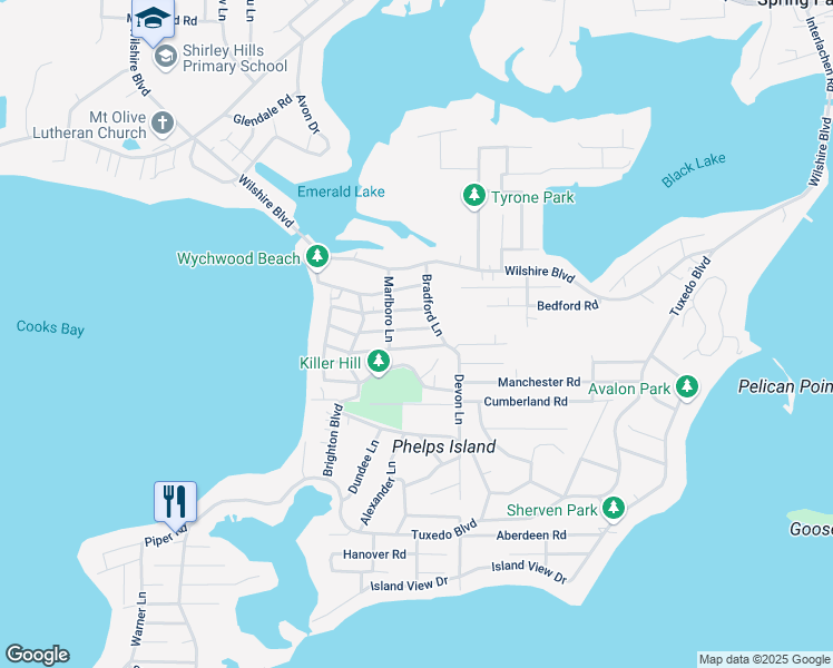 map of restaurants, bars, coffee shops, grocery stores, and more near 4828 Brunswick Road in Mound