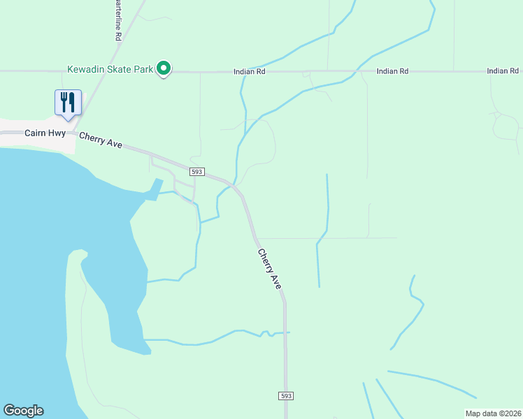 map of restaurants, bars, coffee shops, grocery stores, and more near 7568 Cherry Avenue in Kewadin