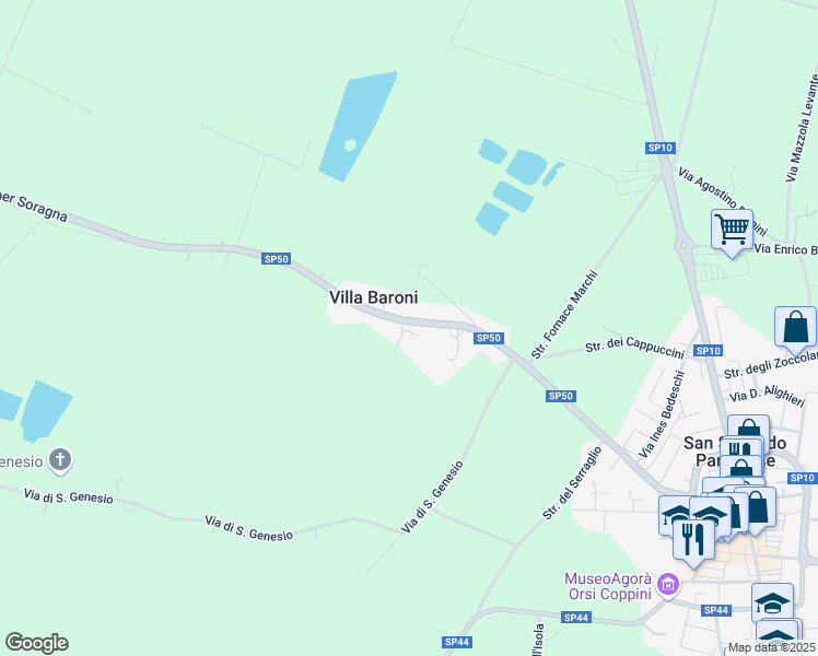 map of restaurants, bars, coffee shops, grocery stores, and more near 20 SP50 in Villa Baroni