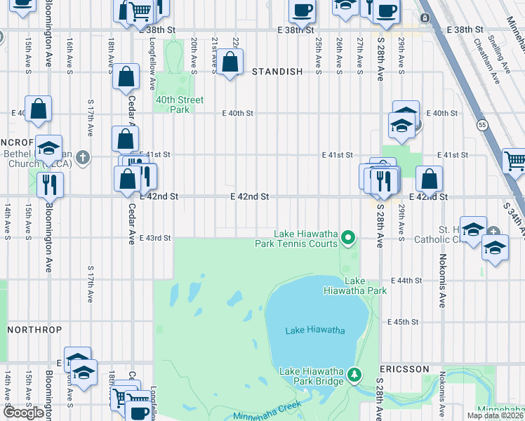 map of restaurants, bars, coffee shops, grocery stores, and more near 4210 Standish Avenue in Minneapolis